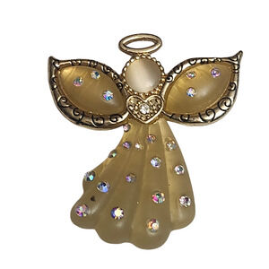 Kenneth Cole KC AB Gold Tone Angel Star Heart Pin Brooch